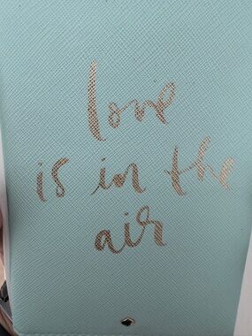 Kate Spade  'Love Is In The Air' Gold Script wedding or engagement passport NEW